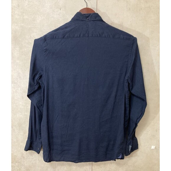Ted Baker London Men’s 5 Blue Linen Blend Button Down Shirt Long Sleeve Preppy - Picture 3 of 9